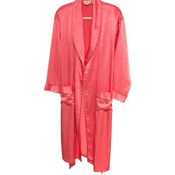Vtg Victoria's Secret Gold Label Satin Robe with Sash Belt Pink M/L - Picture 2 of 5